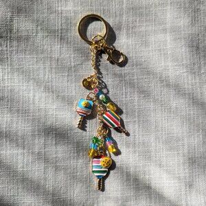 PINK BLUE & GOLD PICKLE BALL KEYCHAIN/ BAG CHARM BACKPACK CHARM